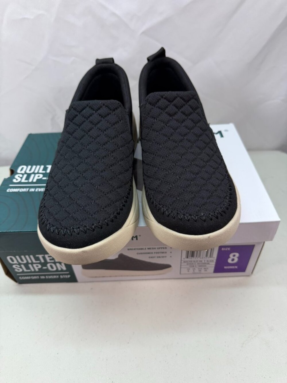 Staheekum Quilted Slip‑On Women’s Shoes Size 8 Black Comfort Cushioned Footbed B